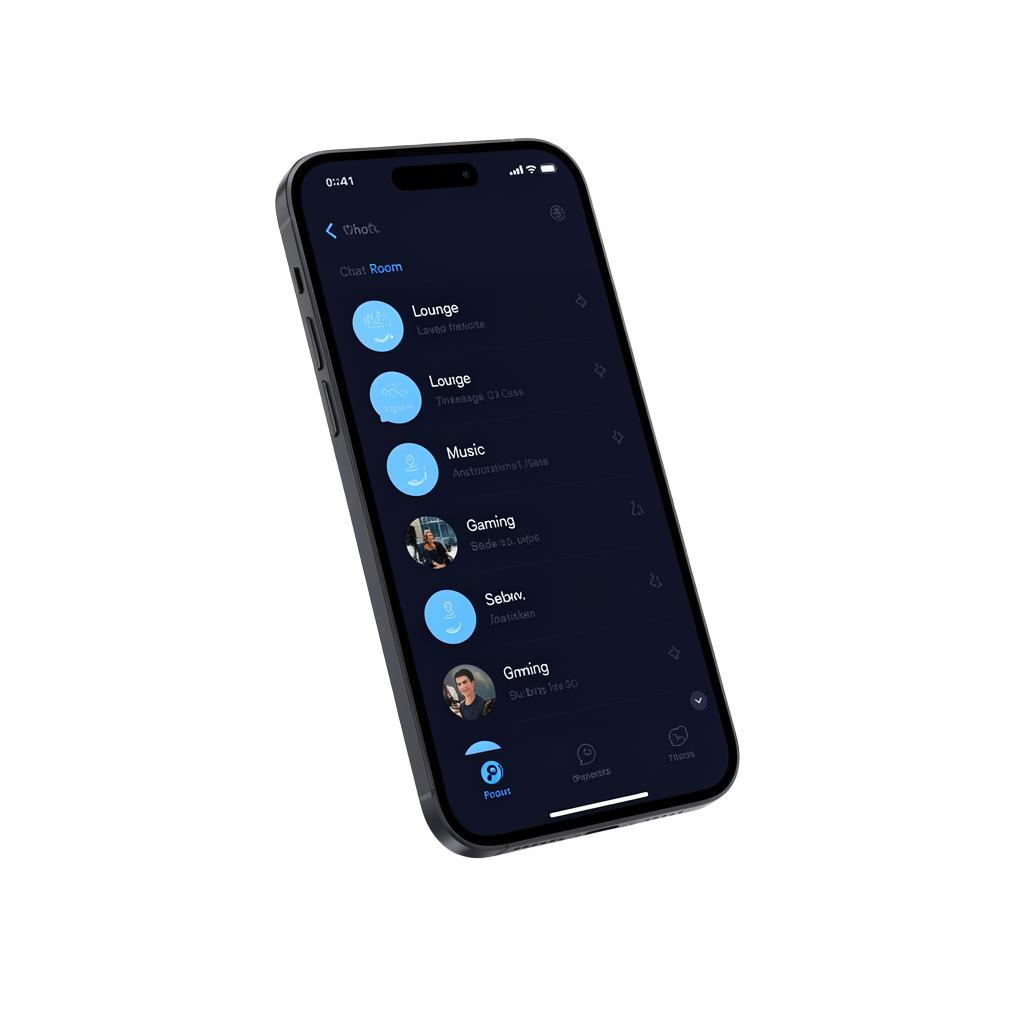 Rifelan app showing chat rooms